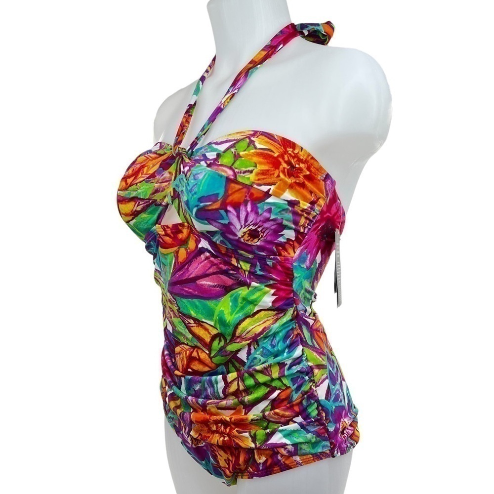 Lauren Ralph Lauren Twist Front Floral Halter One Piece Swimsuit - Picture 4 of 11